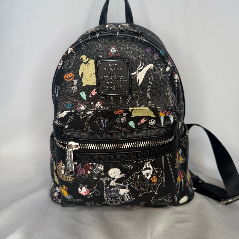 Disney Loungefly Black and Multicolor Nightmare Before Christmas Backpack